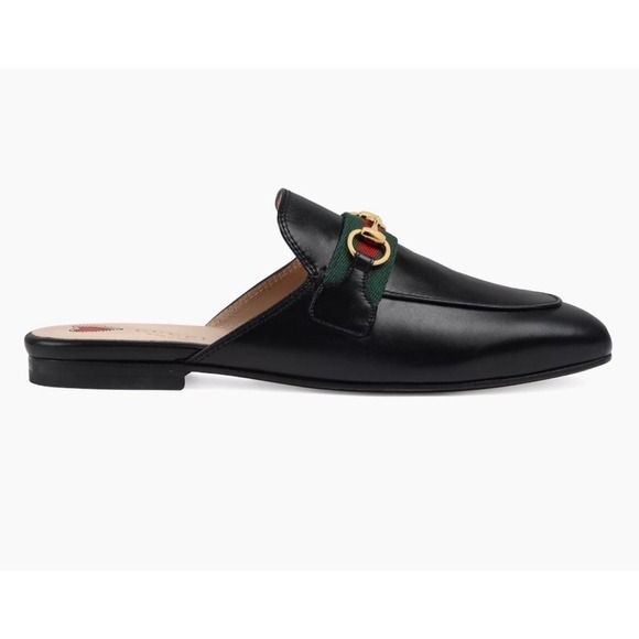 New! Gucci Princetown Horsebit Leather Mule Loafer Black Web Stripe 36.5 US 6.5 - Picture 5 of 12